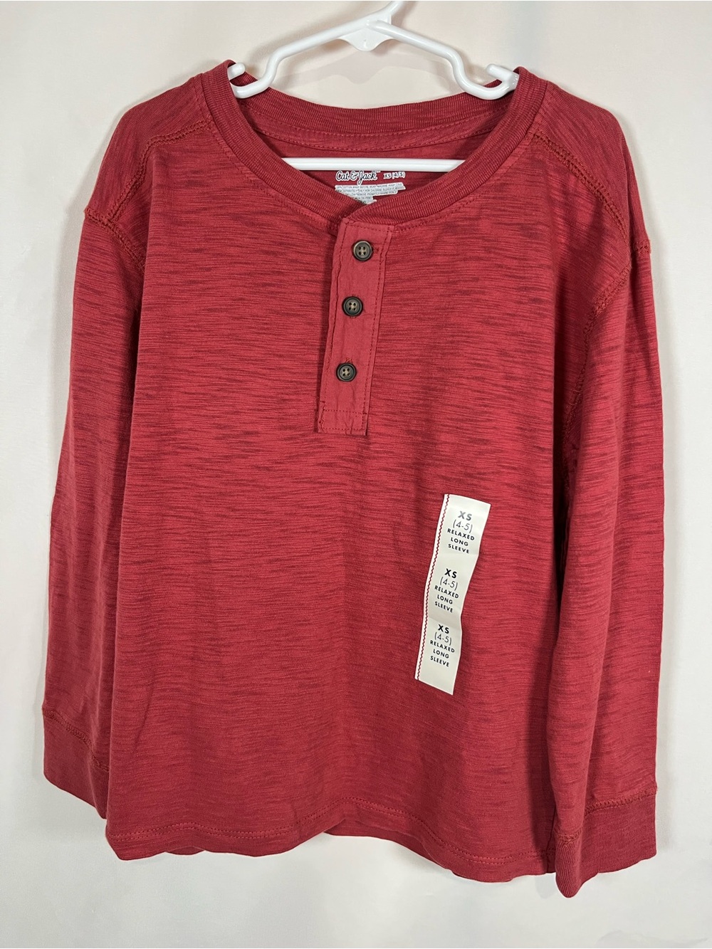 Cat & Jack Red Heather Long Sleeve Henley